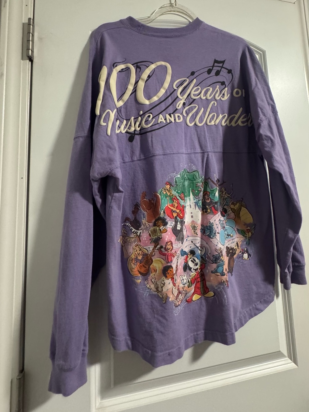 PRE-OWNED - Disney ADULT’s' 100 Years of Music & Wonder Purple Long-Sleeve Tee